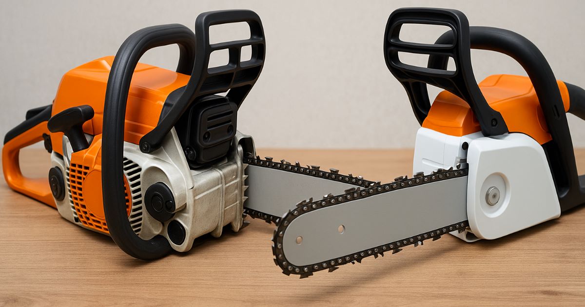 kaksi moottorisahaa pöydällä