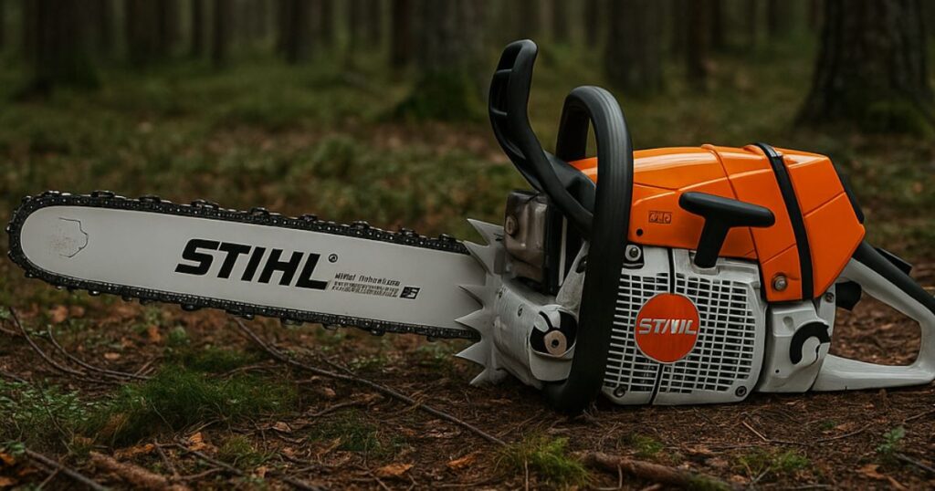 Stihl MS 881 moottorisaha metsässä