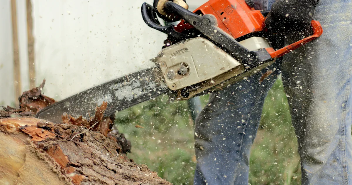 moottorisahalla puun sahaaminen