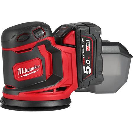 Milwaukee M18 BOS125-502B Epäkeskohiomakone sis. akun ja laturin