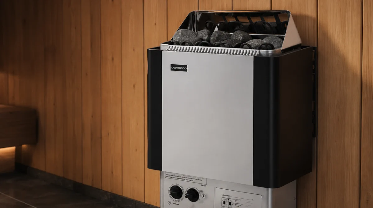 Sähkökiuas sisäänrakennetulla ohjauksella 5-9 m3 jopa 110 °C 400 V 6 kW arvostelu