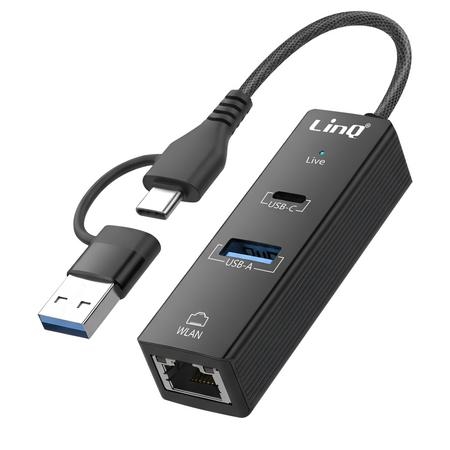 USB-C 3-in-1 USB-keskitin USB 2.0 / USB-C Power Delivery / Ethernet RJ45 -liitännöillä