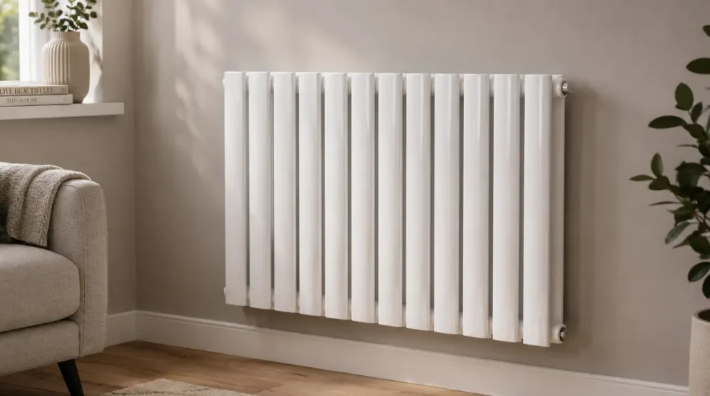 Soikea pylväspatteri – 600 mm x 600 mm - valkoinen arvostelu